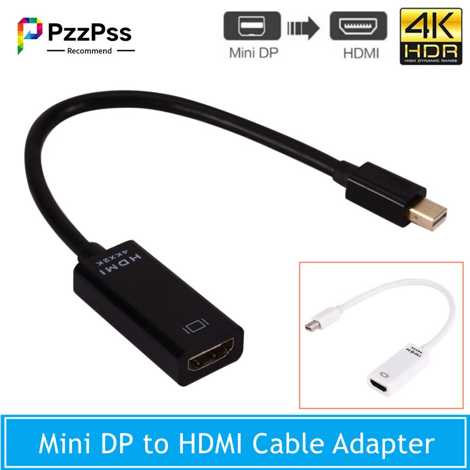PzzPss miniwyświetlacz Port na HDMI kompatybilny Adapter 4K męski Mini DP do HDMI żeński konwerter wideo-audio na PC projektor do laptopa