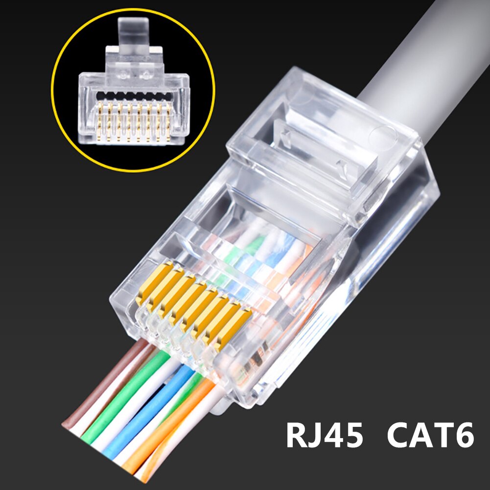 50pcs/100pcs CAT5E CAT6 Plug EZ RJ45 Network Cable Modular 8P8C Connector End Pass Through Z HOTSALE