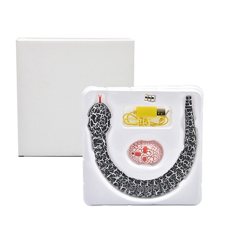 Rechargeable Remote Control Snake Prank Toys Infrared RC Naja Cobra Viper with Egg Automatic Eletronic Snake Cat Teasering Play: Black with box