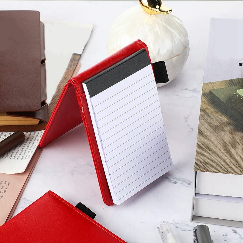 Mini Pocket Notepad Set 3.5X5.5in A7 Portable Business Notepad with 50 Inner Pages and 6 Notepad Replacement,Red