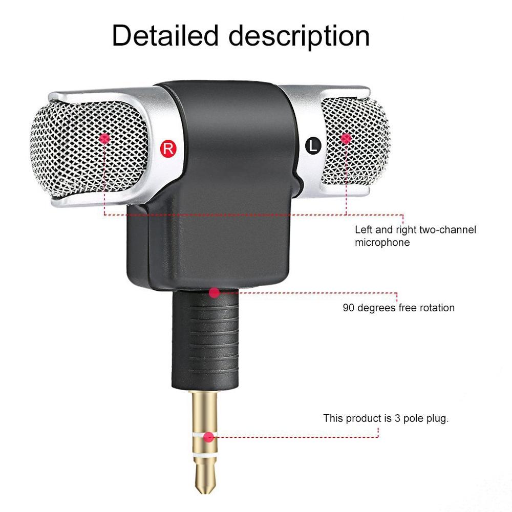 Portable Size Digital Mini Stereo Microphone Mic 3.5mm Mini Jack For PC Laptop Notebook Left and Right Channel Stereo Recording