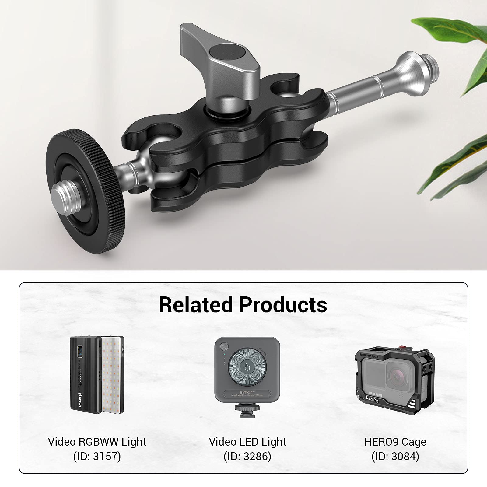 SMALLRIG-Mini Bras Magique Réglable pour Moniteur, Microphone, Lumière Vidéo LED 3238B, avec Rotule Universelle pour Touristes