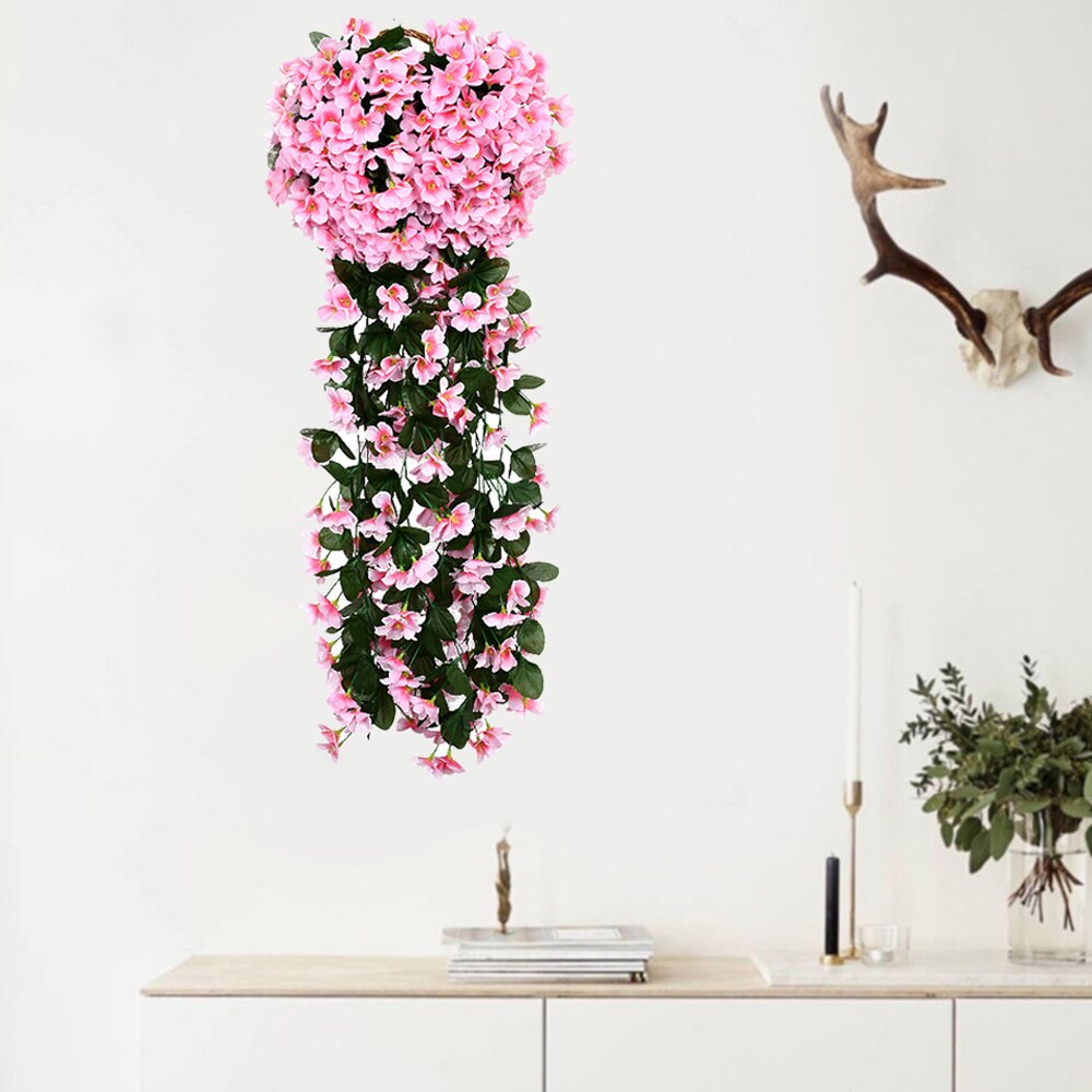 Sztuczna hortensja fioletowa wisząca girlanda z winorośli kryty odkryty dom kwiat ozdobny ślub strona główna balkon dekoracja korytarza