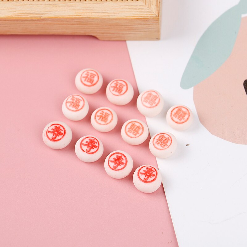 1: 12 accessori per Astuccio delle bambole mini cibo giocare a simulazione di pasticceria cinese modello di argilla Fu torta Xi torta Shou torta compleanno/torta nuziale