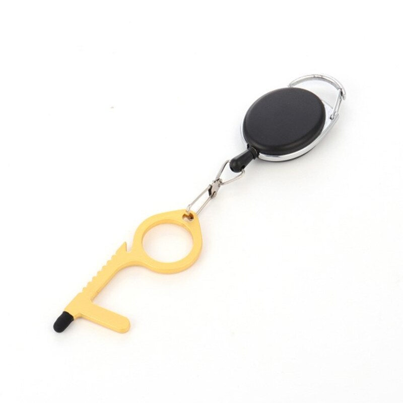 Edc Antibacterial Door Handle Anti-epidemic Key Chain Anti-contact Tool To Open The Door Press Elevator Protective Portable Door: Matt gold  16