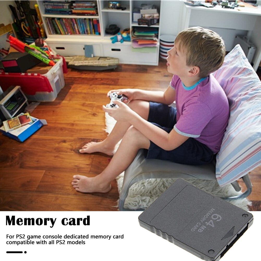 Memory Card for PS2 Game Console 64MB High Speed Memory Expansion Cards Gaming Data Storage Black