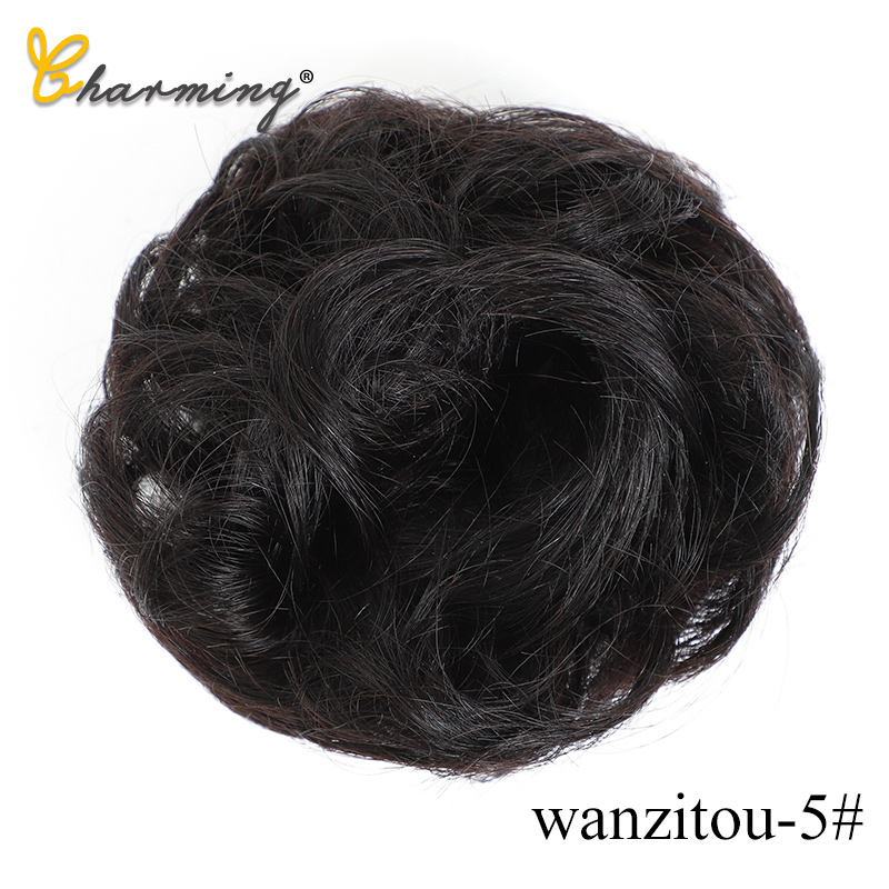 charmant 1 Stück Synthetische Chaotisch Chignon Krapfen Gary Braun Farbe 50g Haar Brötchen Pad Elastische Haar Seil Gummiband haar Erweiterungen: 4/27HL