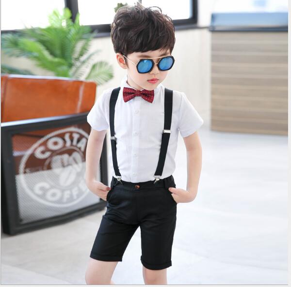Traje de verano para niños, 2 uds., traje blanco y negro, traje Formal de boda, ropa informal, conjunto de chaqueta, traje Delgado
