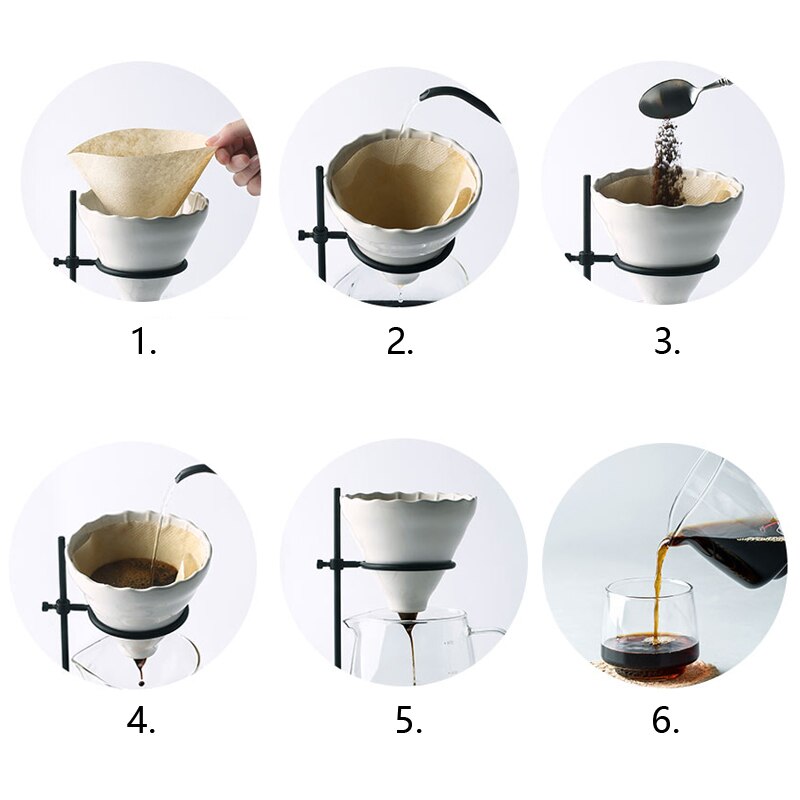 Juego de filtros de café hechos a mano con cafetera de vidrio V60, ollas de café hechas a mano, tetera de café, soporte para gotero