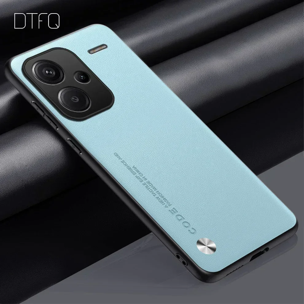 Capa Traseira Anti Choque para Xiaomi, Capa De Couro De Luxo Para Redmi Note 13 Pro Plus: ABS / Preto