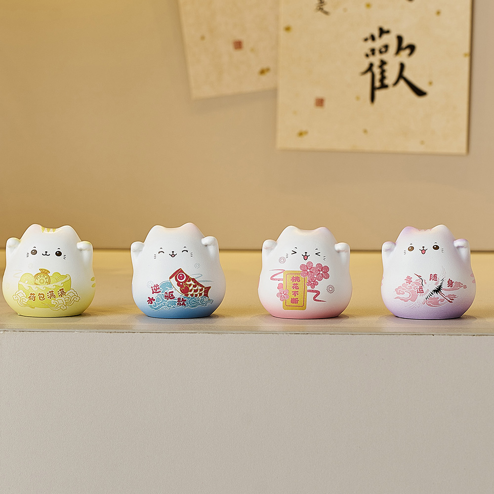 Maneki Neko-decoración del hogar, adornos de gato de la suerte, artesanías de cerámica, estatuas de animales de la fortuna, decoración de habitación, accesorios de escritorio,