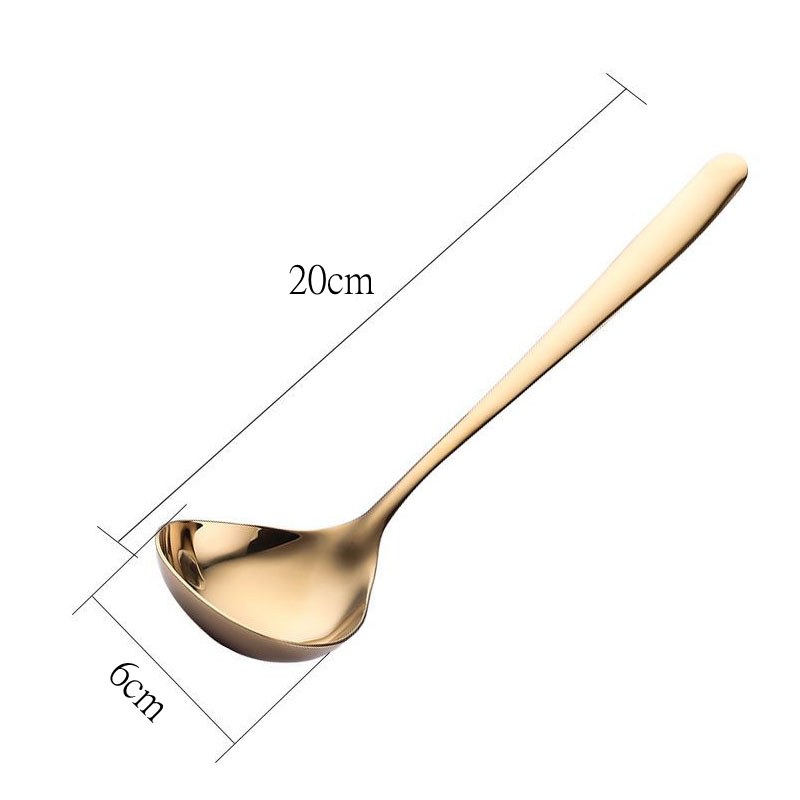 Stainless Steel Tableware Korean Long Handle Spoon Home Soup Spoons Cutlery Dinnerware Kitchen Cooking Utensils: Golden
