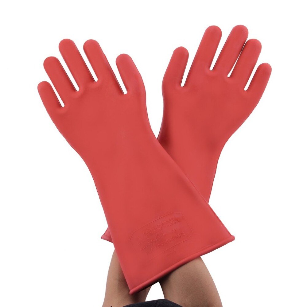 1 Pair Anti-electricity Protect 12kv High Voltage Electrical Insulating Gloves Rubber Electrician Safety Glove 40cm