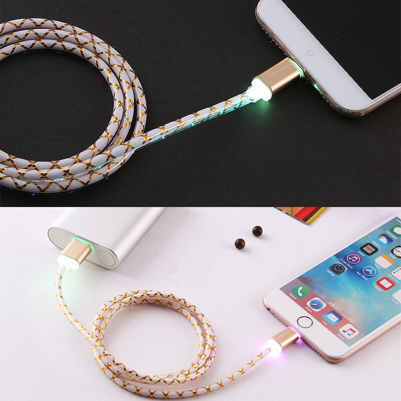 1m blits -ladekabel til iphone 6 pluss 7 8 /  ipad 4 mini 1 m ren kobberkjerne 2.0a usb hurtigladning lys datakabel