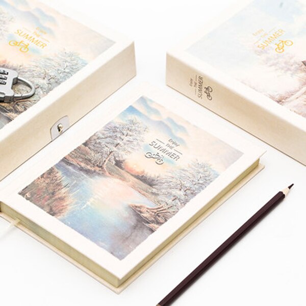 Carnet de notes avec serrure, cahier Secret, journal intime pour enfants et adultes, cryptage littéraire , Illustration de Page en couleur pour femme