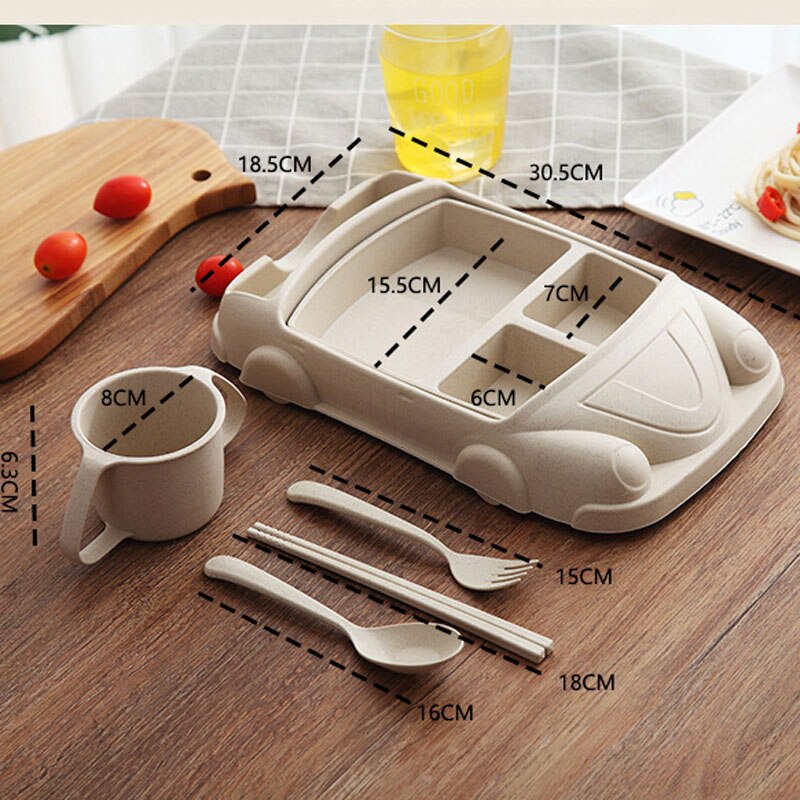 5 pcs/lot dessin animé mignon carré voiture Train avion bébé alimentation ensemble nourriture fruits plat plaque épaisse vaisselle Table plats pour enfants