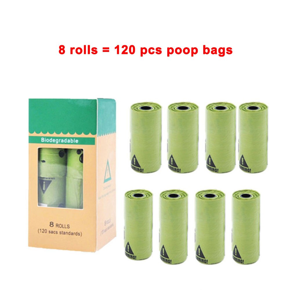 3/8 Rolls Dog Poop Bags Biodegradable Compostable Eco Friendly Dog Waste Bag Outdoor Pet Cat Degradation Disposable Garbage Bag: 8 rolls 120pcs bags