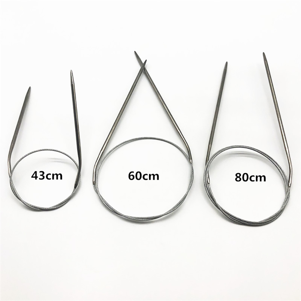 Agujas circulares de ganchillo para tejer, herramientas de costura de 43/60/80/120cm, herramienta de costura para manualidades y tejer de acero inoxidable, 1,2mm-4,8mm, 1 ud.