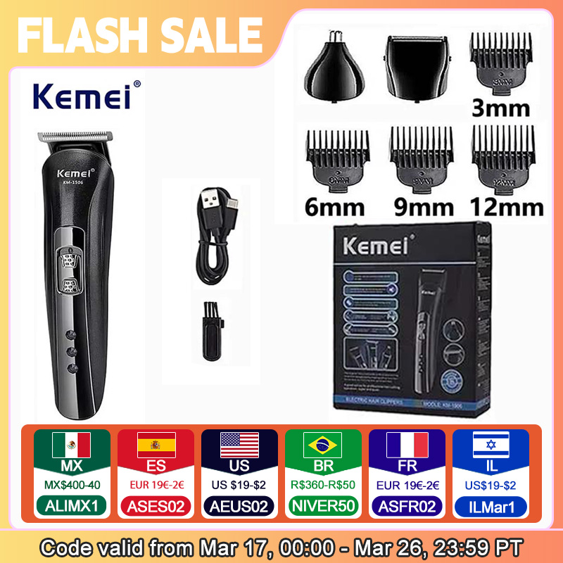 Kemei KM-1506 3 in 1 Electric Shaver USB Charging Hair trimmer Electric Rechargeable Nose Shaving Machine