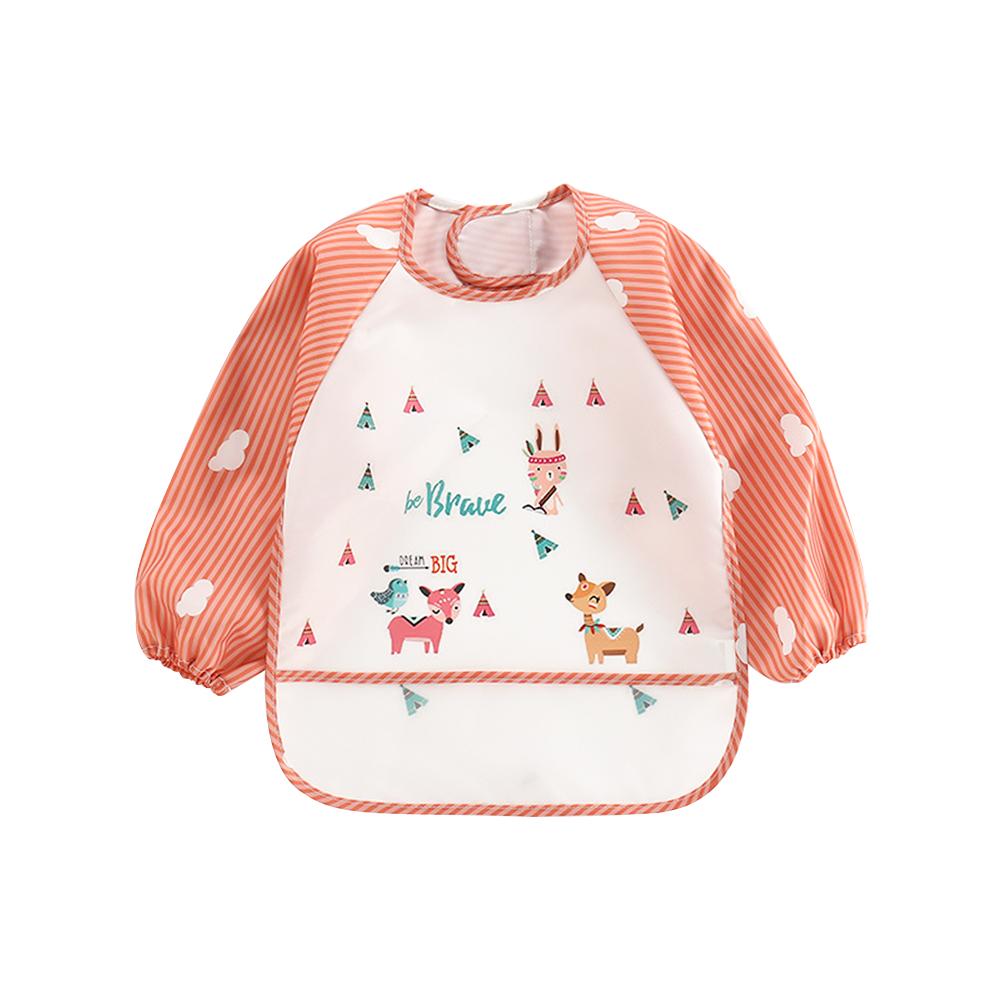 Karikatur Baby Lätzchen Schürze Einstellbar Spucktücher Fütterung mit Langen Ärmeln Baby Zubehör Zeug Nette Tiere bavoir kleinkind freundlicher: Orange