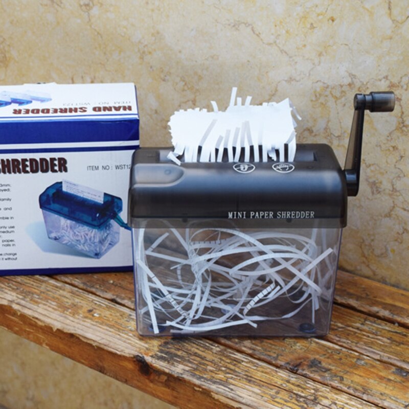 Portable Hand Shredder for A6 Paper Office Documents Bill Ticket Home Wase Invoice Manual Strip-cut Quiet Easy Operate: Black