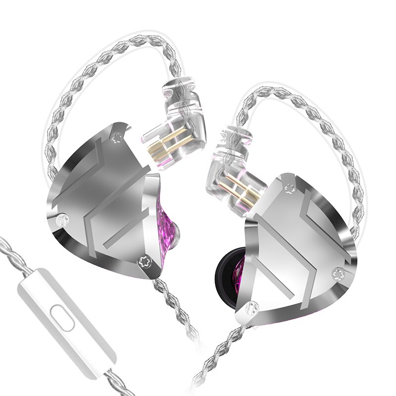 CCA C10 PRO 1DD + 4BA unidades de unidad de monitoreo de alta fidelidad auriculares con Cable de 0,75 MM PIN en el oído CCA C12 C16: Purple with mic