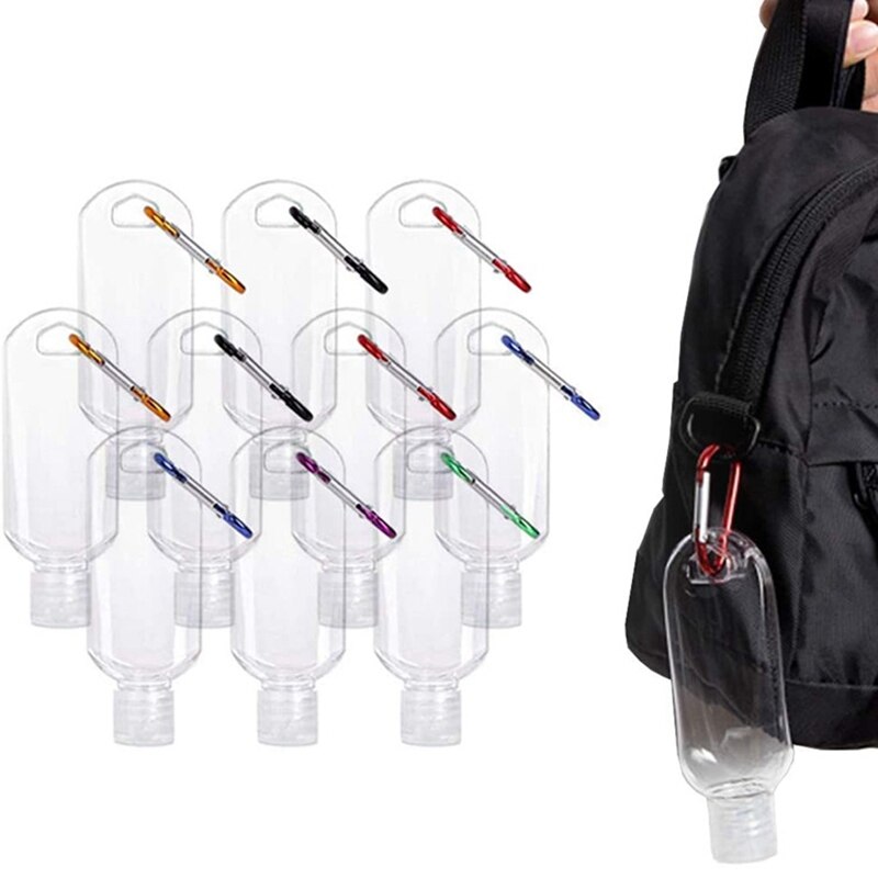 Botellas portátiles de desinfectante de manos, dispensadores de jabón líquido/Gel, botella invertida colgante para viaje, 10 Uds., 50Ml