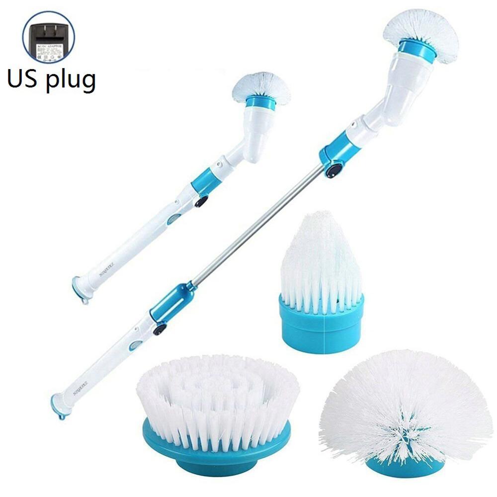 Turbo Scrub Electric Cleaning Brush Adjustable Waterproof Wireless Charging Bathroom Bathtub Kitchen Cleaning Tools Set: US plug