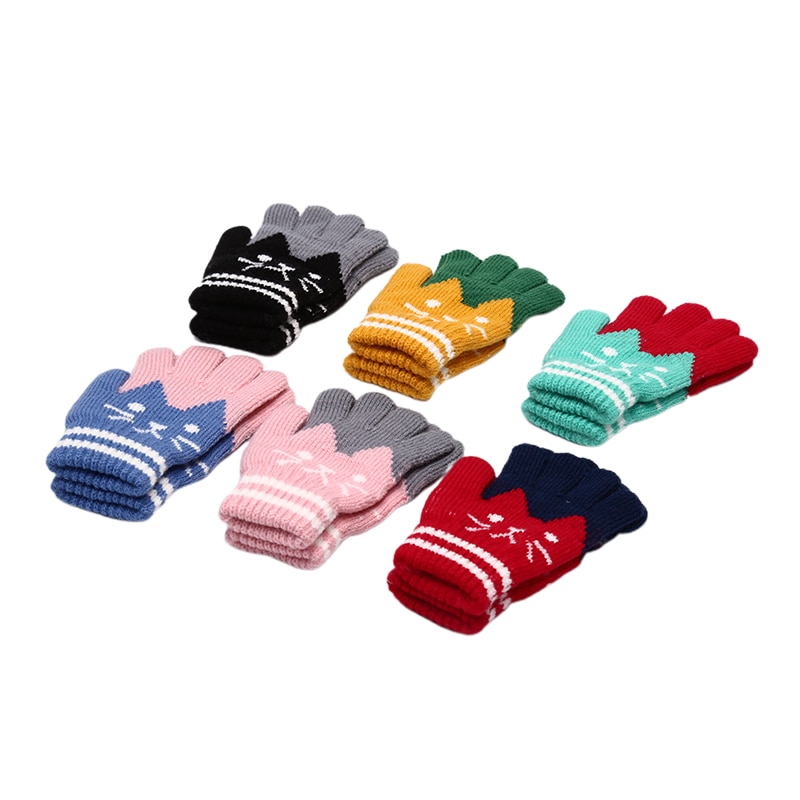 Child Kids Winter Warm Thick Gloves Baby Girls Boys Toddler Magic Mittens Imitation Cashmere Cute Baby Gloves 4-8Y