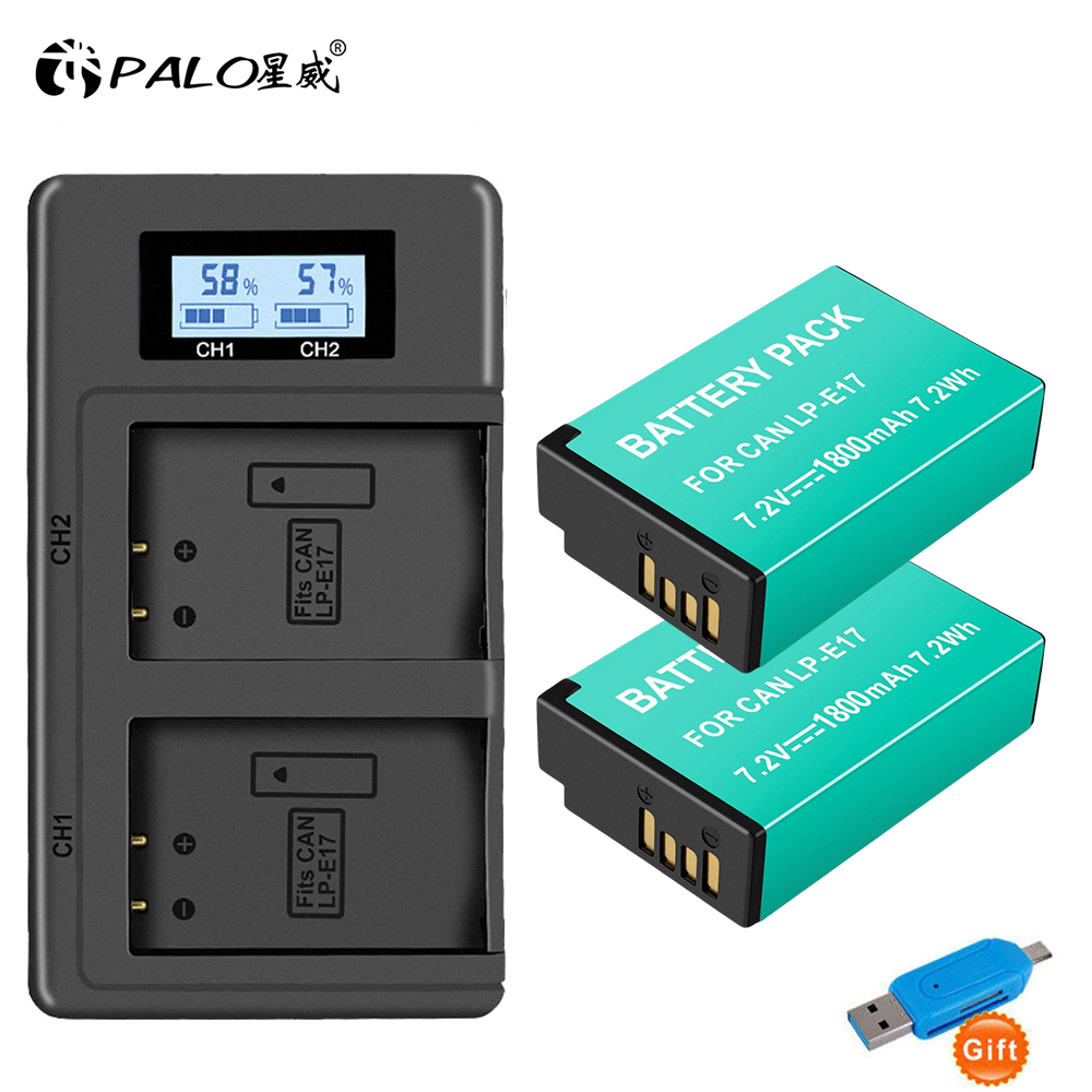 PALO LP E17 LP-E17 bateria + LCD podwójna ładowarka USB do aparatu Canon EOS 250D 200D M3 M6 750D 760D T6i T6s 800D 8000D pocałunek X8i kamery: Black