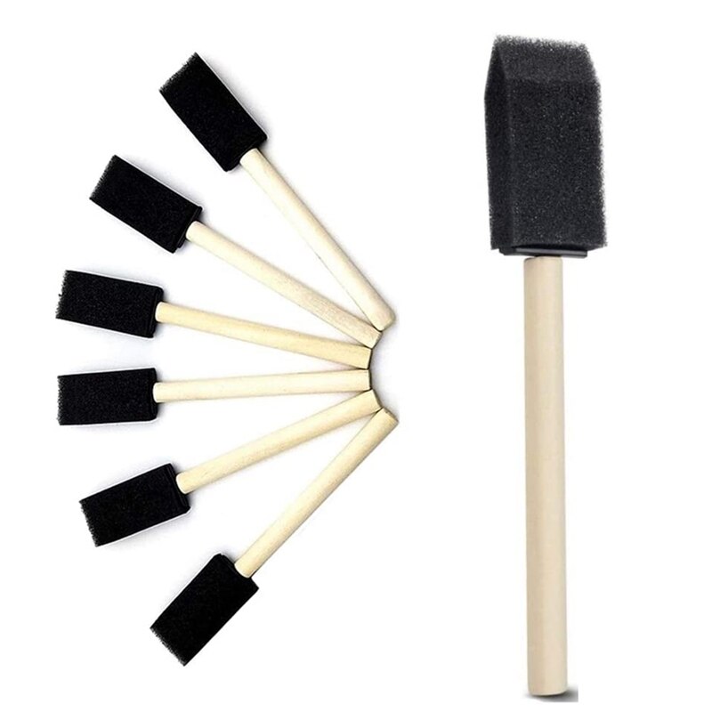75 Stuks Foam Kwast, 1 Inch Verf Spons Borstel, Houten Handvat Penseel Set Voor, vlekken, Vernissen, Ambachten, Kunst