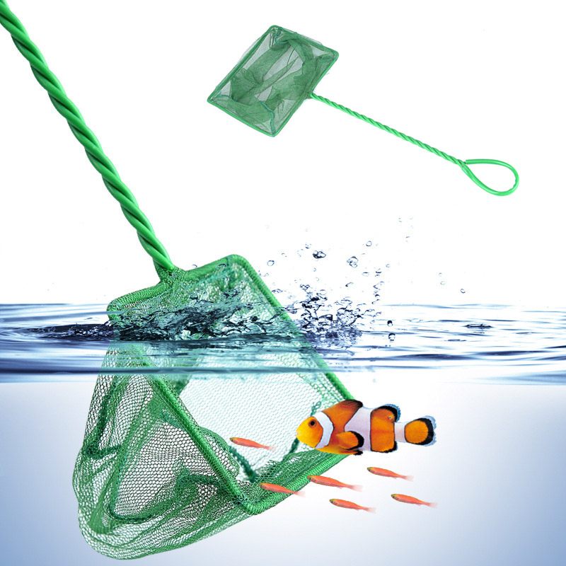 Bærbart fiskenet langt håndtag firkantet akvarietilbehør landingsnet til fisk, flydende genstande, renseværktøj til krabbenet