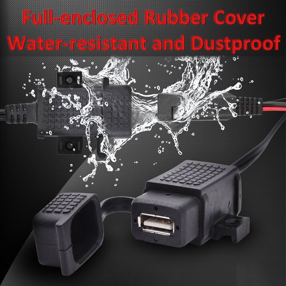 Waterproof SAE to USB Cable Power Adapter 2.1A Power Port Modified With Fuse USB Charger For Motorcycle Mobile Phone