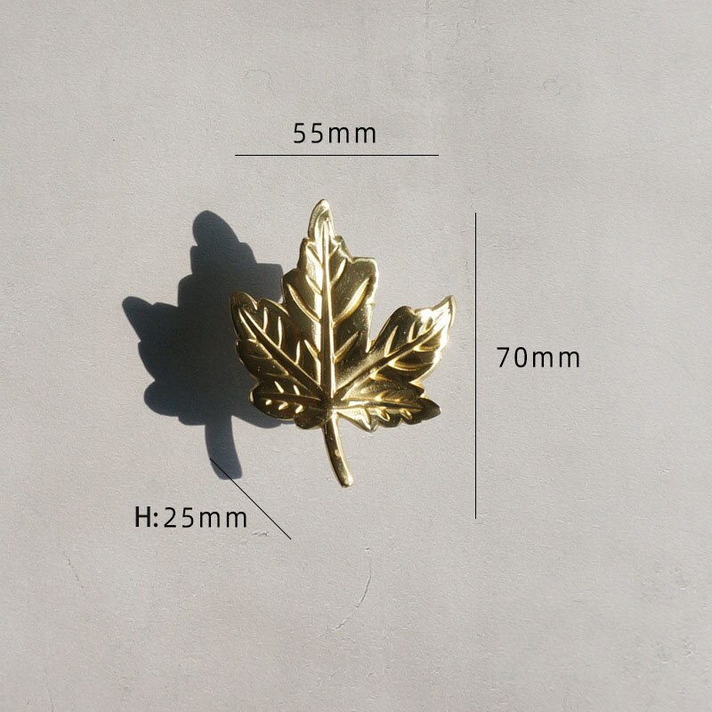 Koperen Handgrepen Esdoorn Bladeren Vormige Handgrepen Golden Massief Messing Kast Deurknoppen Dresser Trekkers Diy Meubels Handvat Hardware: maple leaves-L