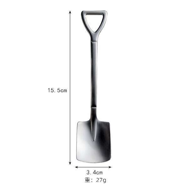 304 stainless steel spade spoon mini short handle round spoon square spoon dessert ice cream cute spoon: White