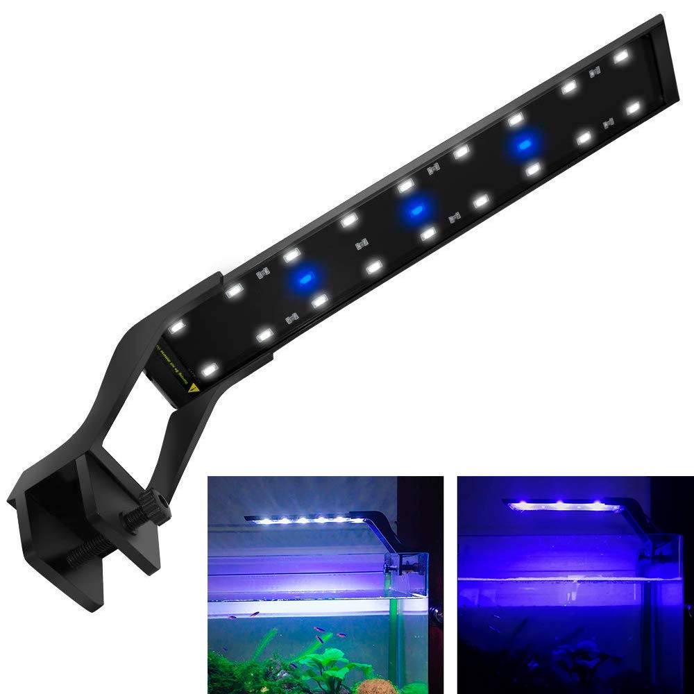 8W Clip-on Aquarium LED Lighting Hood with Extendable Brackets Blue White LEDs for Fish Tank Water Plants Marine Reef Light Lamp