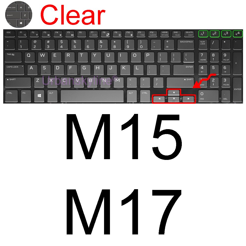 Keyboard Cover for Alienware M15 R7 M17 R5 R6 X14 X15 R1 X17 R2 Area-51m R3 R4 13 14 15 17 18 Protector Skin Case Silicone ALW: Clear M15 M17