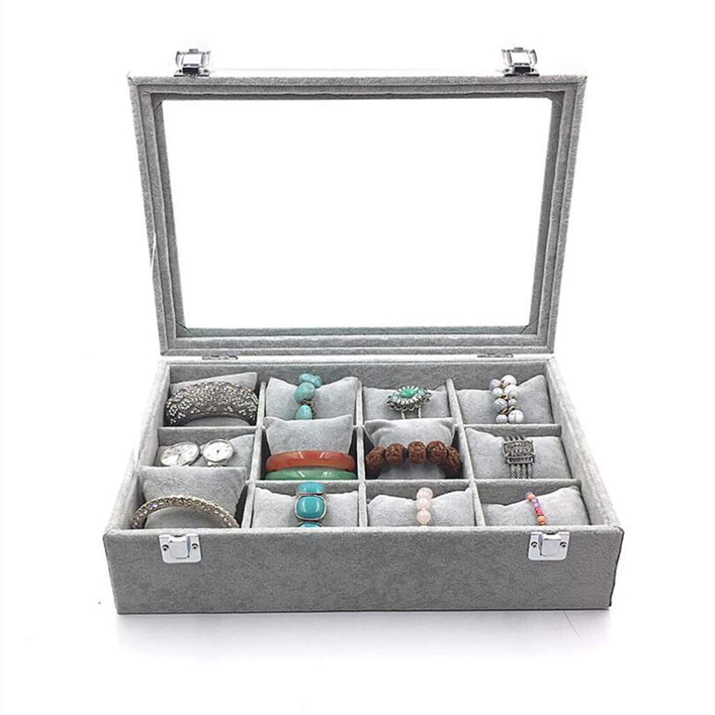 Armband Horloge Display Showcase Organizer Box 12 Verwijderbare Kussen