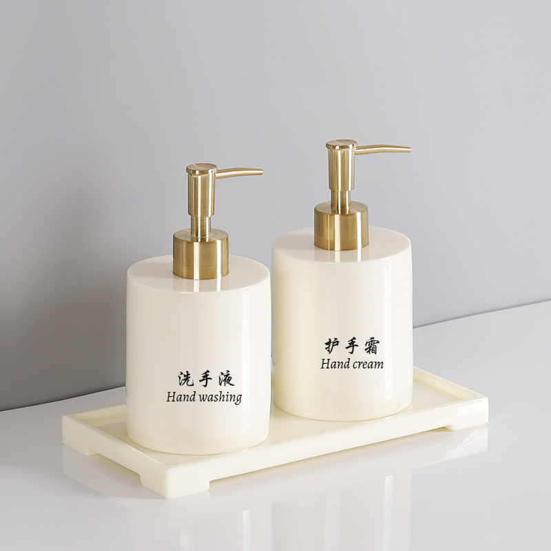 Ensemble d'accessoires de salle de bain nordique en résine, bouteille de savon liquide, distributeur de shampoing, boîte à mouchoirs, plateau, outils de lavage, organisateur de toilettes 1 pièce