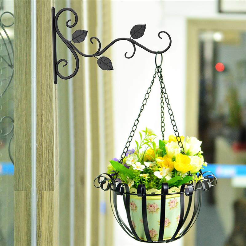 Wall-mounted Iron Basket Hook Hanger Plant Flower Pot Hanging Bracket Metal Stand Wall Decoration Dropping