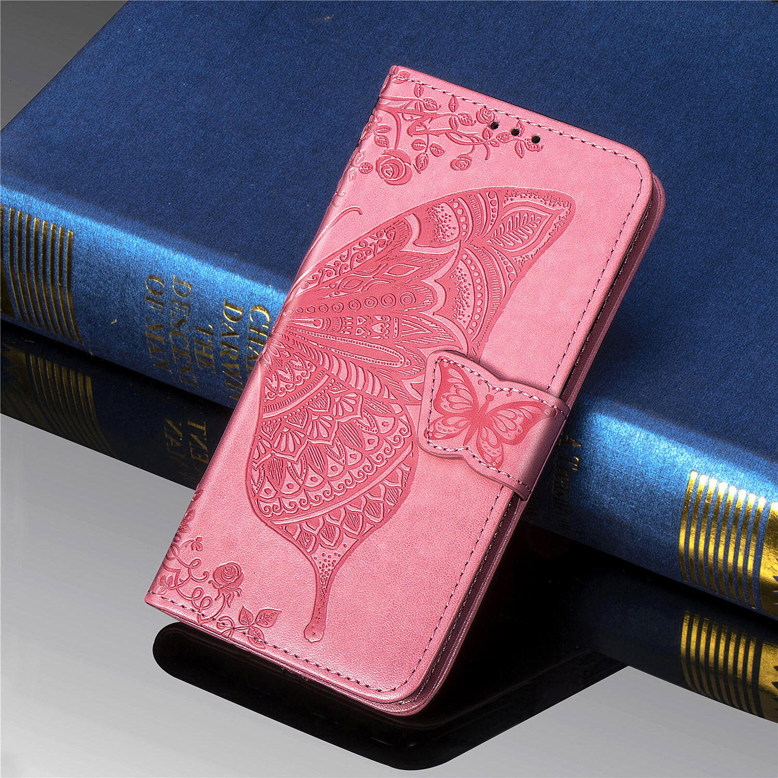 Luxe Vlinder Flip Case Voor Samsung Galaxy A22 5G A225G A22 Een 22 5G Zachte Siliconen Slot cover Wallet Leather Cases: Pink