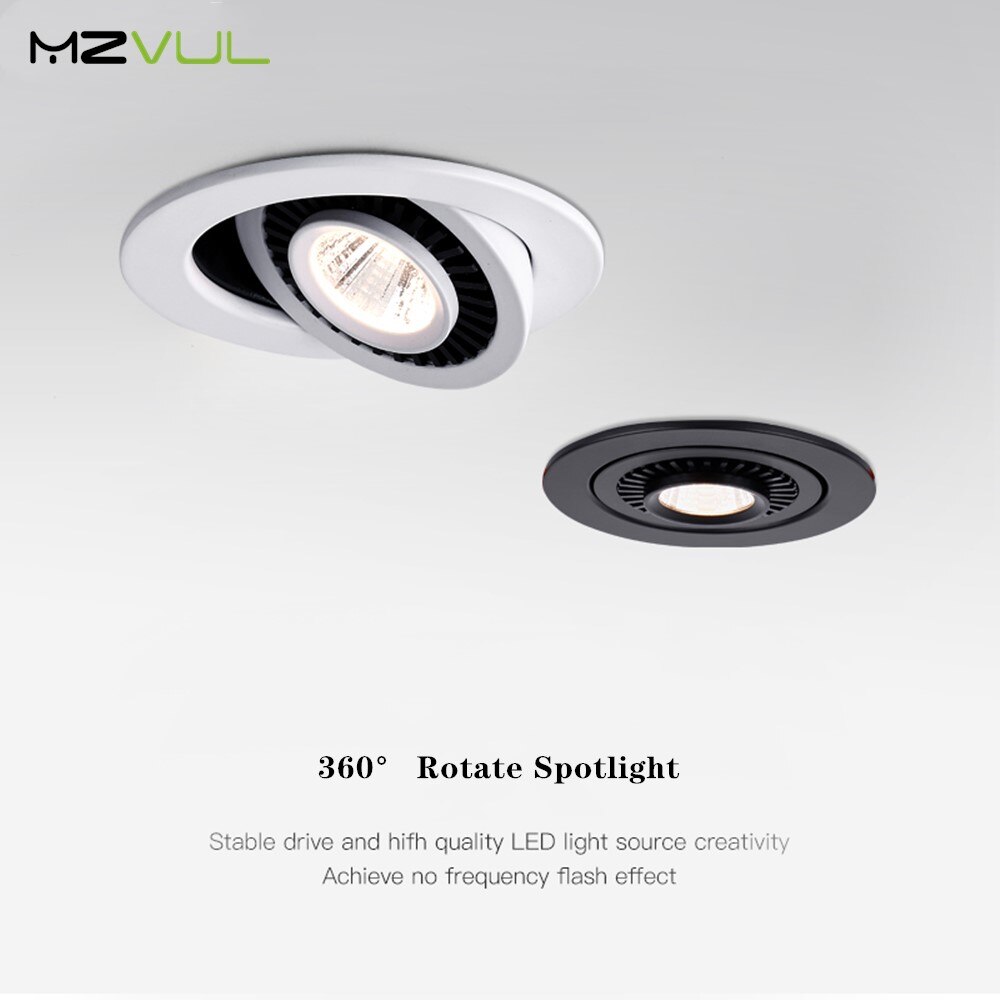 Dimbar led-downlight infälld led-spotlight för taket 5w 7w 12w 220v nedåtriktad lampa, 360 grader roterbar rumsbelysning, lampa