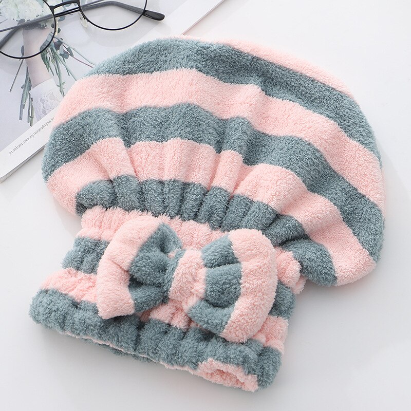 Waterabsorberende en drogende muts voor droog haar voor vrouwen, snel drogend haar, handdoek voor lang haar, verdikte shampoo, badmuts met tulband: Zwart