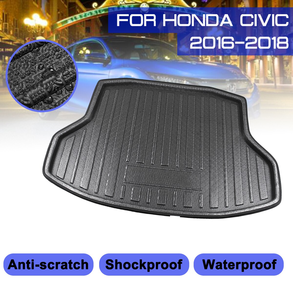 Auto Kofferbak Boot Mat Voor Honda Civic Waterdichte Vloer Matten Tapijt Anti Modder Lade Cargo Liner