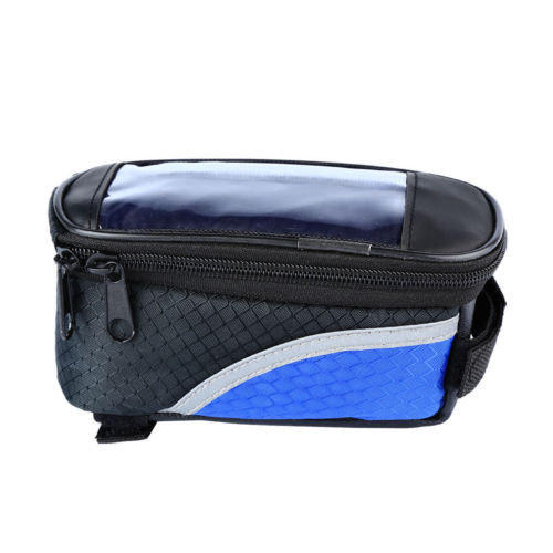 Outdoor Waterdichte Fietsen Fiets Voorframe Pannier Tube Bag Voor Mobiele Telefoon Tas: Blue