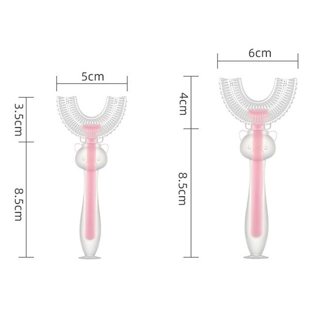 Crianças escova de dentes de silicone escova de limpeza de cuidados orais para crianças idades 2-12 u-forma infantil escova de dentes com alça