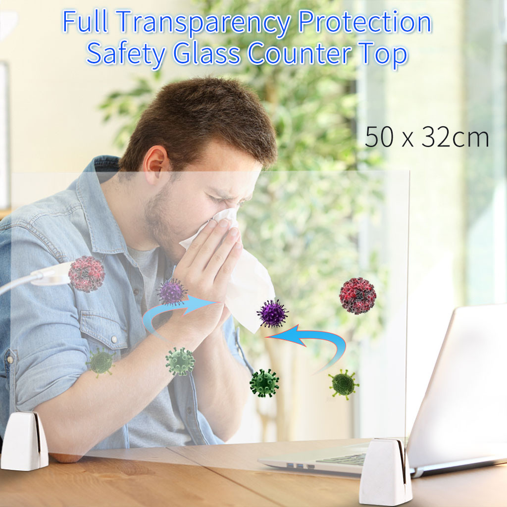 Sneeze Guard Shield Protection Safety Counter Top 50x32cm Perfection Reception Counter Side Office Reception Droplet Defense