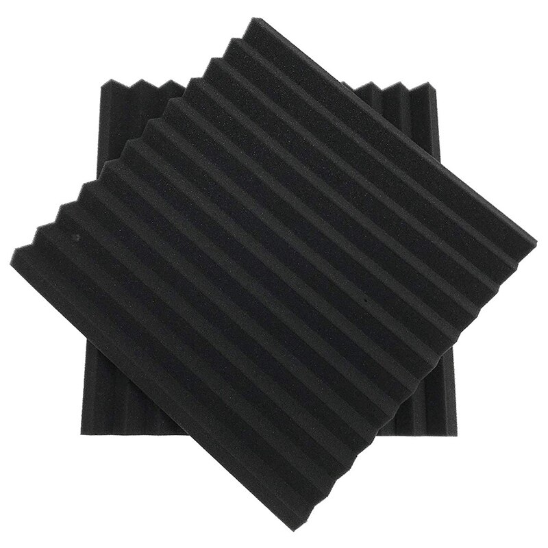12 Pcs Zwarte Akoestische Panelen Geluidsisolatie Foam Akoestische Tegels Studio Schuim Geluid Wiggen 2.5X30X30Cm