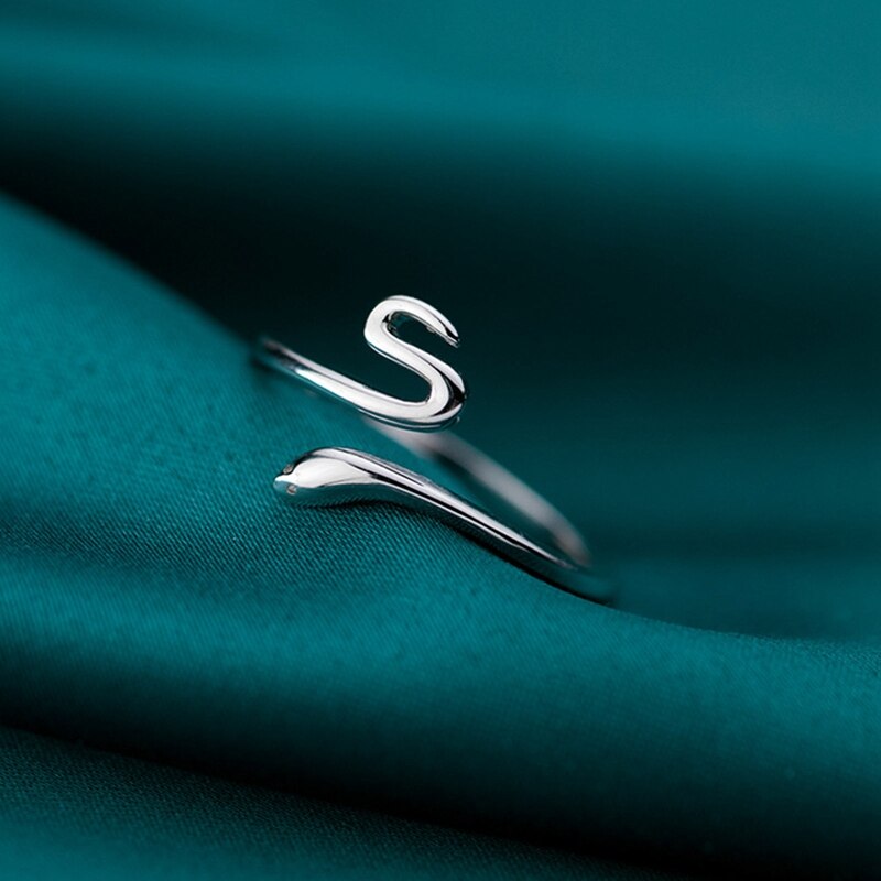 Verstelbare Verzilverd Ringen Voor Vrouwen Snake Vorm Opening Vinger Ring Vrouwelijke Engagement Ring Sieraden Valentijnsdag
