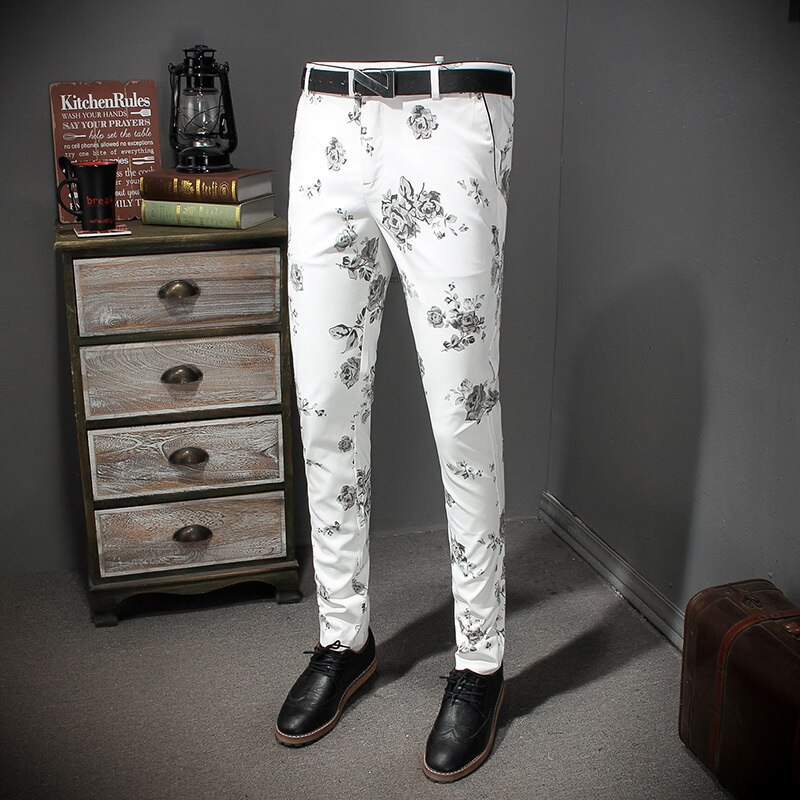 Blomklänning affärskostym byxor män & #39 ;s flroal pantalon de travail pour homme män klassiska byxor byxor